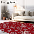 Red White Snowflake Winter Collection Rug