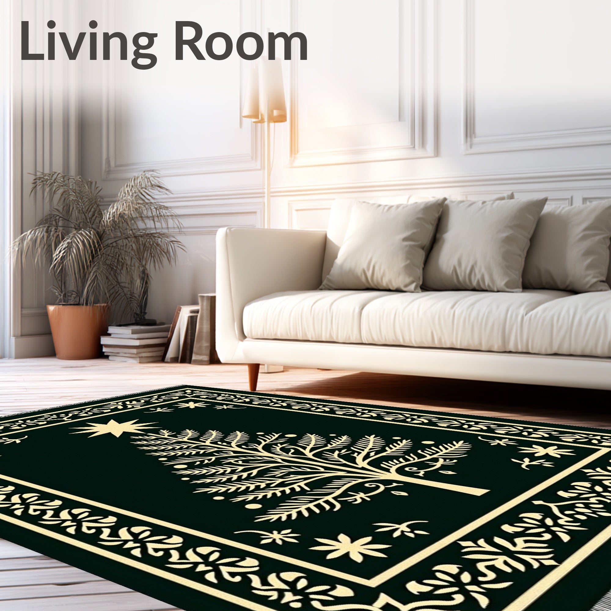 Dark Green Pine Tree Star Rug