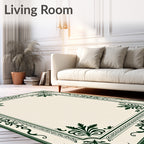Elegant Green Floral Border Rug