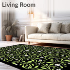 Whimsical White Daisy Vine Swirl Rug