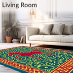 Crimson Horse With Yellow Swirls Rug