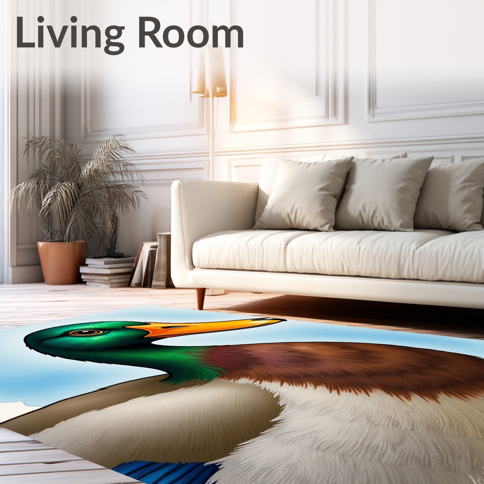 Vibrant Green Mallard Duck Portrait Rug