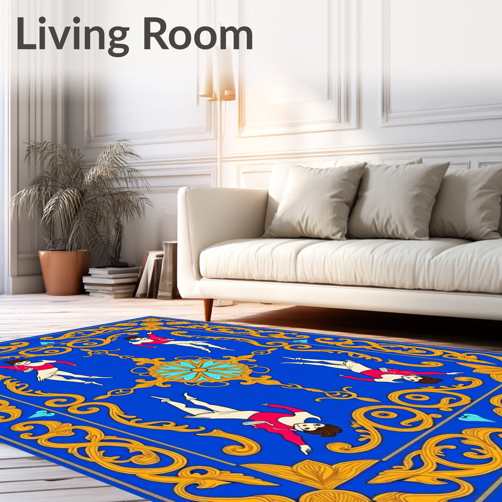 Royal Blue Antique Dancers Border Rug