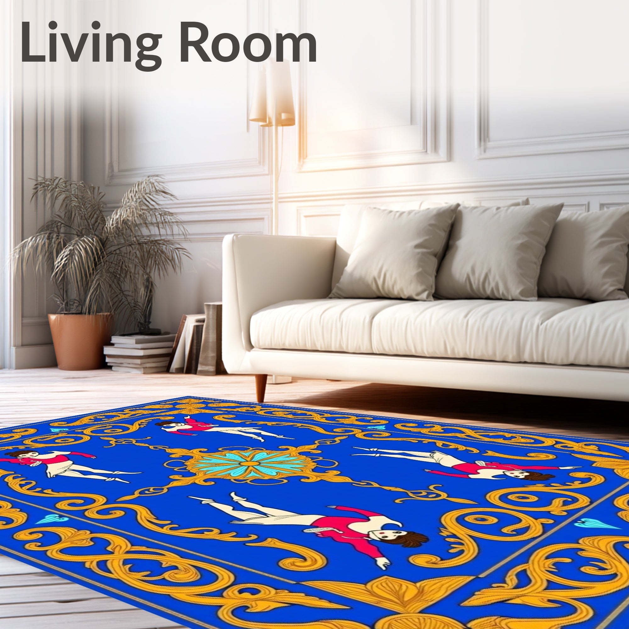 Royal Blue Antique Dancers Border Rug