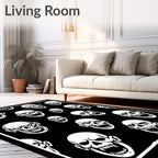 Mono White Screaming Skull Toss Rug