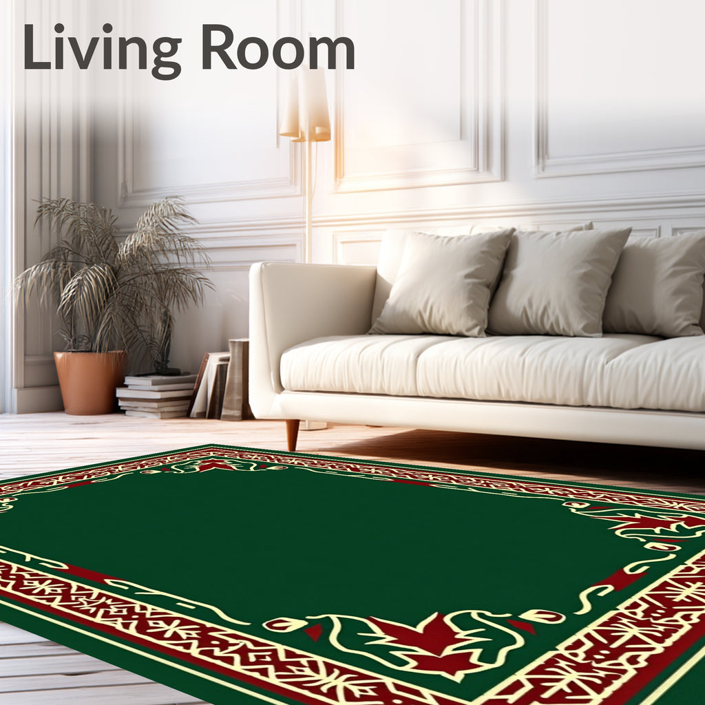 Crimson and Cream Arabesque Border Rug