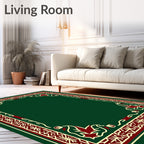Crimson and Cream Arabesque Border Rug
