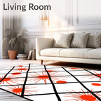 Orange Sunburst Starburst Grid Rug