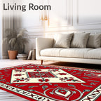 Crimson Cream Paisley Diamond Medallion Rug
