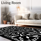White Abstract Floral Mandala Rug