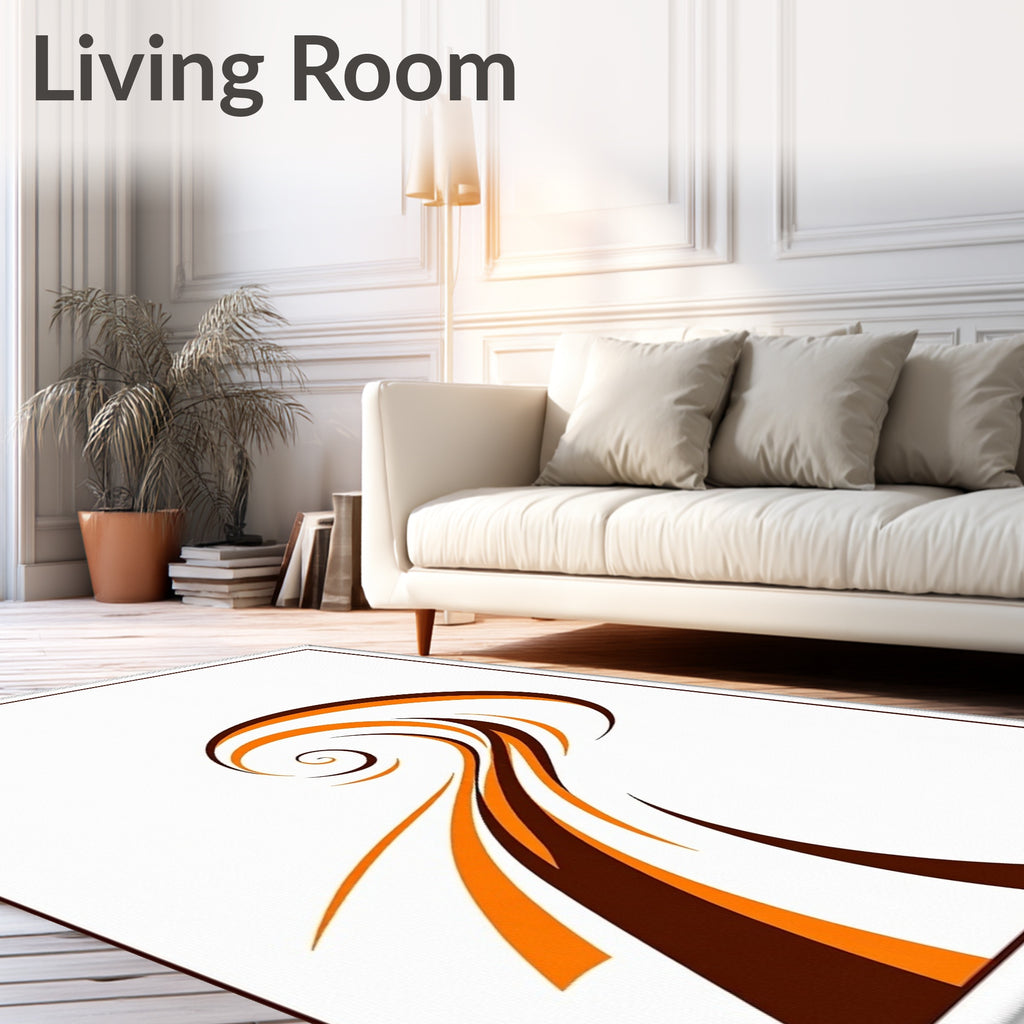 Brown Orange Swirl Flow Rug