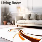 Brown Orange Swirl Flow Rug