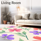 Cheery Rainbow Floral Garden Art Rug