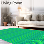Vibrant Lime Blue Stripe Rug