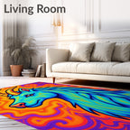 Psychedelic Blue Goat Swirls Rug