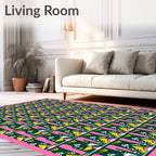 Playful Yellow Flamingo Pink Geometric Rug