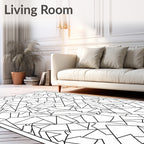 Black and White Geometric Fragment Rug