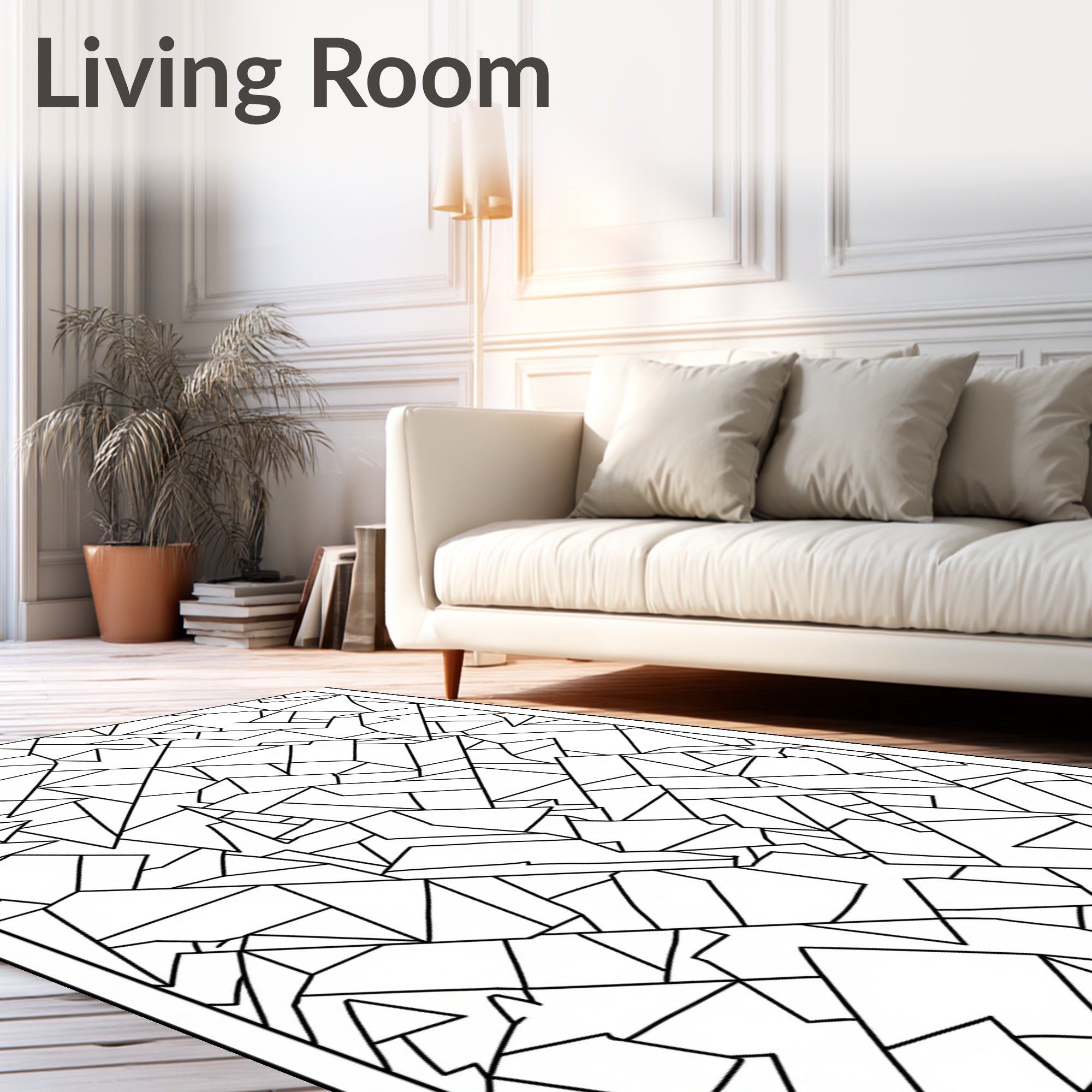 Black and White Geometric Fragment Rug