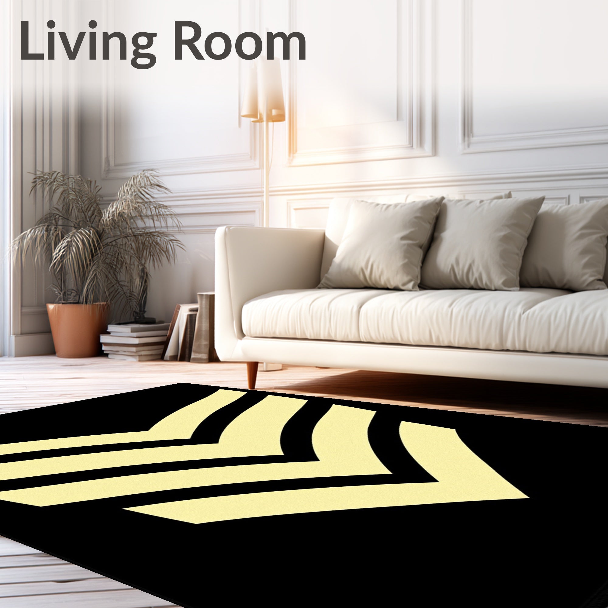 Dark Cream Chevron Stripe Rug