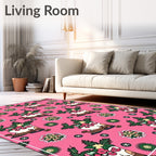 Pink Boot Sleigh Floral Medallion Rug