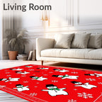 Happy Snowman Red Snowflake Scatter Rug