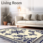 Navy Vintage Floral Medallion Rug