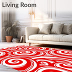 Bold Red Swirl Graphic Rug