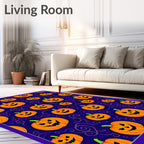 Orange Jack O Lantern Pumpkin Swirls Rug
