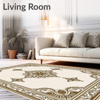 Gold Floral Medallion Border Rug