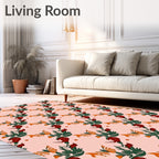 Crimson Berry Green Leaf Arrangement Rug