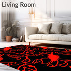 Bold Red Floral Swirls Rug