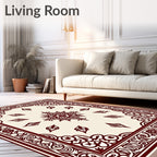 Maroon Symmetry Leaf Corner Rug