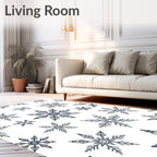 Whimsical Blue Snowflake Collage Rug