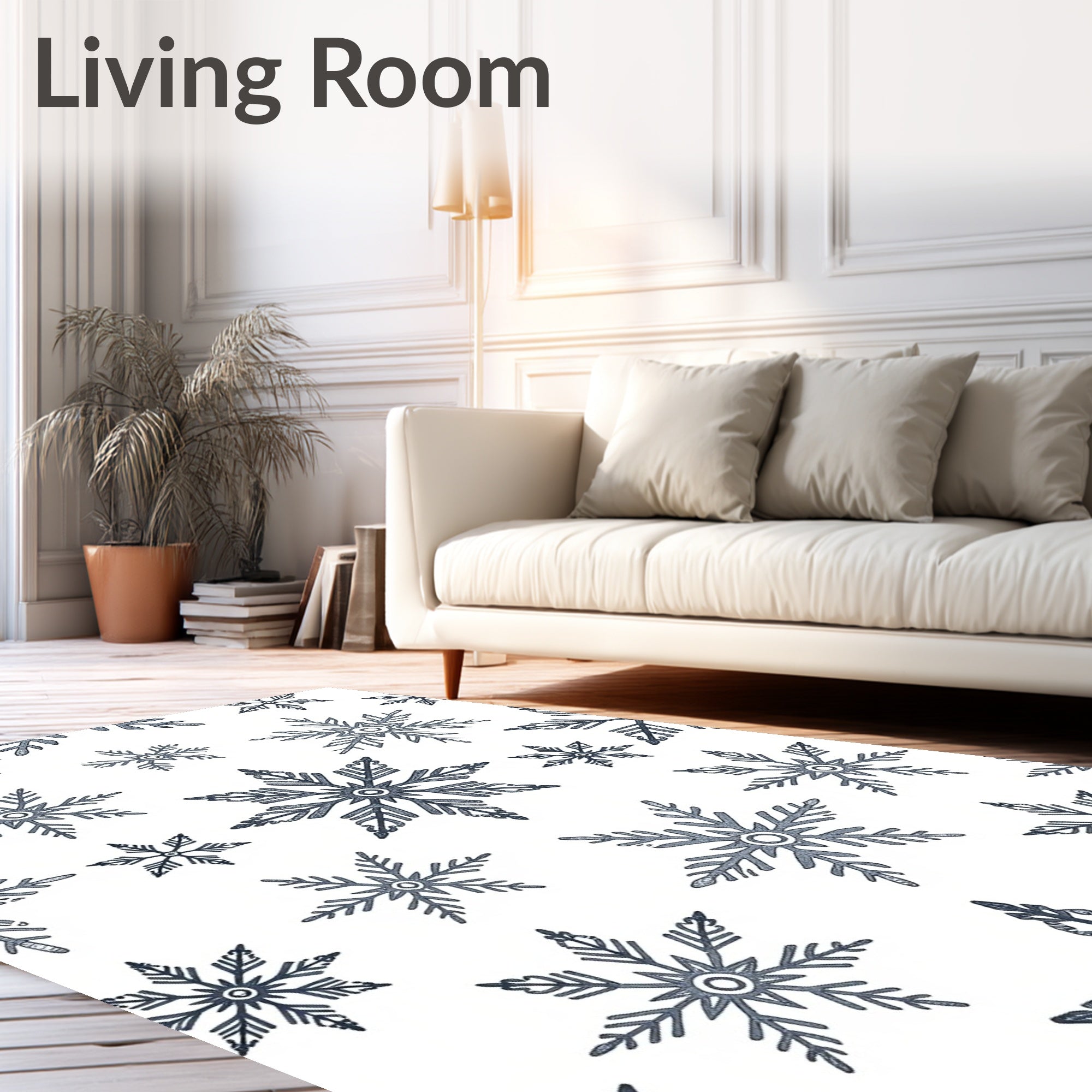 Whimsical Blue Snowflake Collage Rug