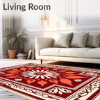 Crimson Orange Petal Medallion Rug