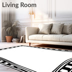 Monochromatic Checkerboard Wave Border Rug