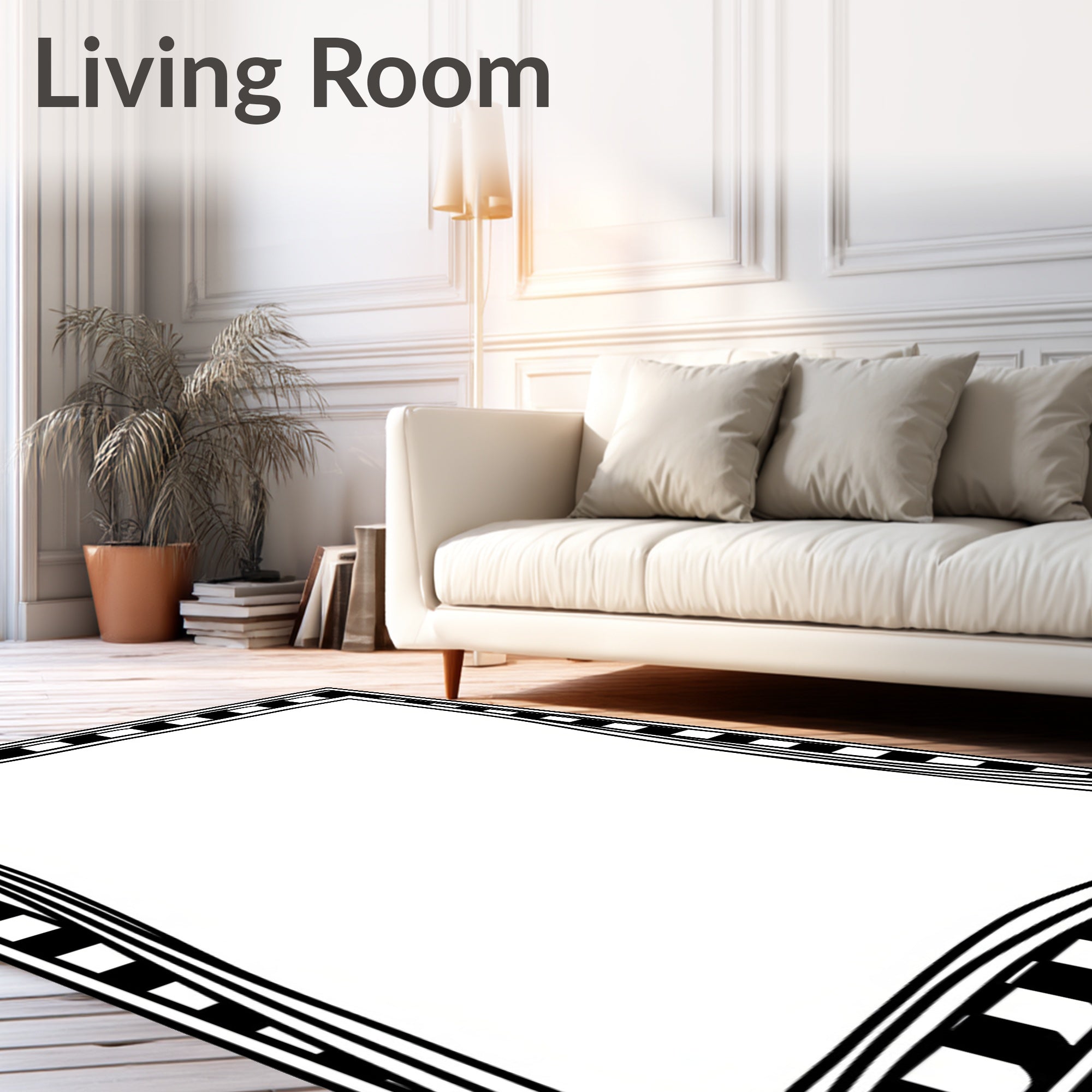 Monochromatic Checkerboard Wave Border Rug