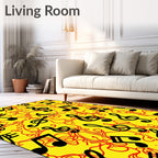 Vibrant Yellow Musical Notes Arrangement Rug