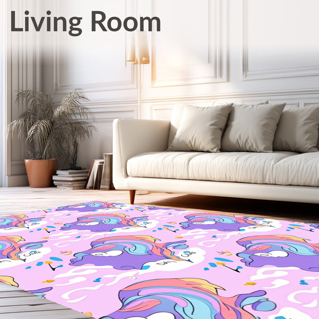 Whimsical Purple Horse Pastel Clouds Rug