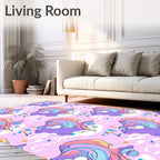 Whimsical Purple Horse Pastel Clouds Rug