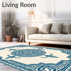 Navajo Blue Medallion Scroll Frame Rug
