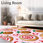 Pink Christmas Cookie Swirl Holly Rug