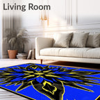 Bold Blue Yellow Layered Floral Rug
