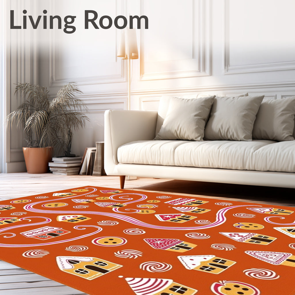 Holiday Gingerbread House Candy Swirl Rug