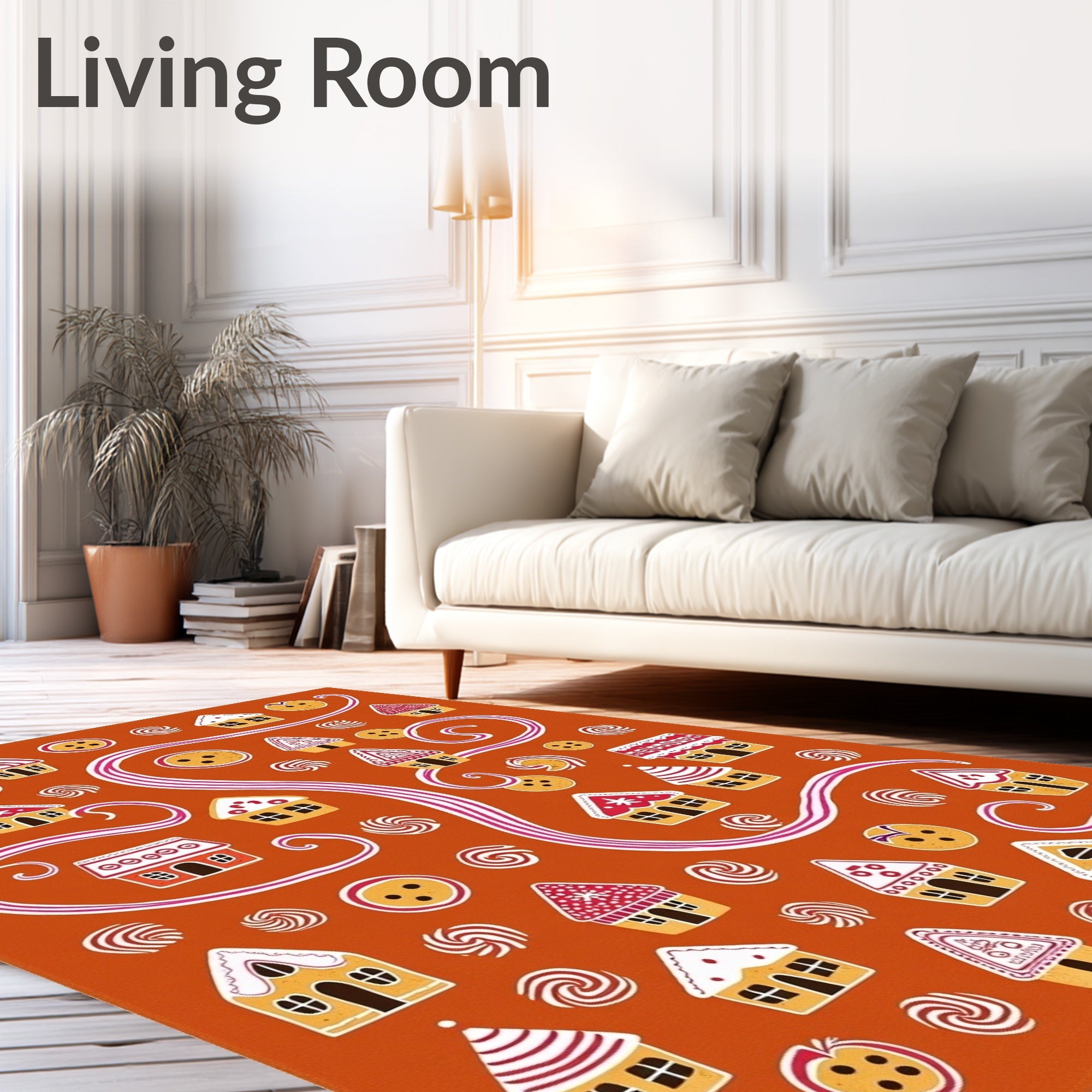 Holiday Gingerbread House Candy Swirl Rug