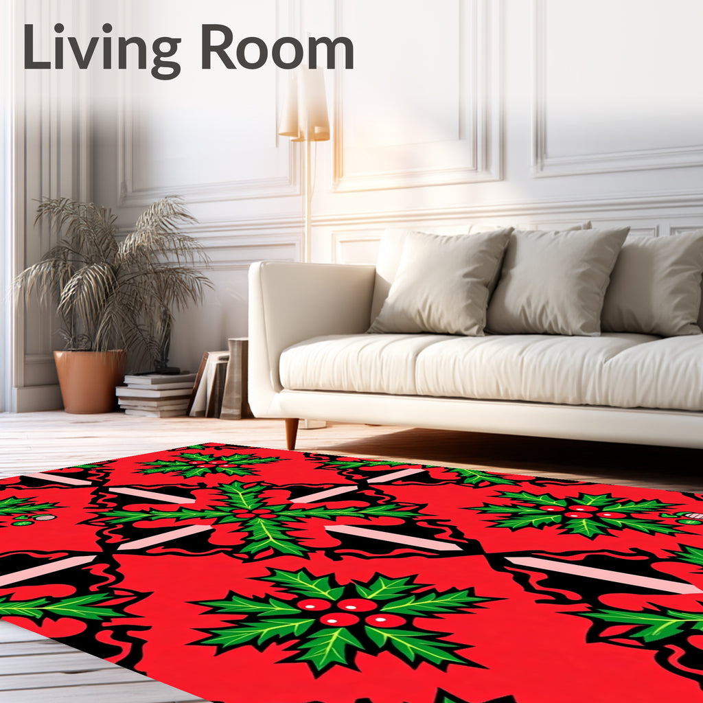 Vibrant Holly Berry Festive Repeat Rug