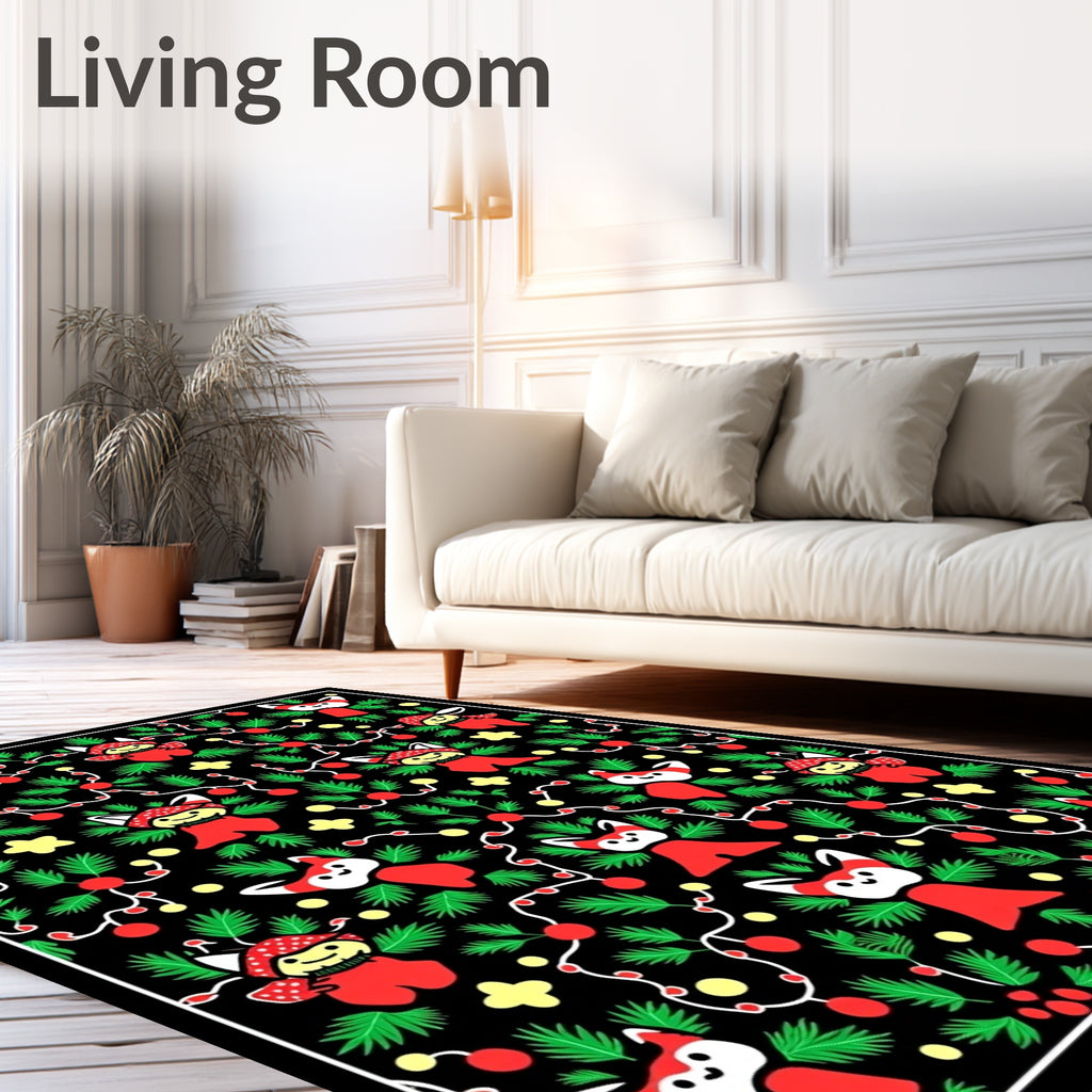 Cute Red Fox Christmas Garland Rug