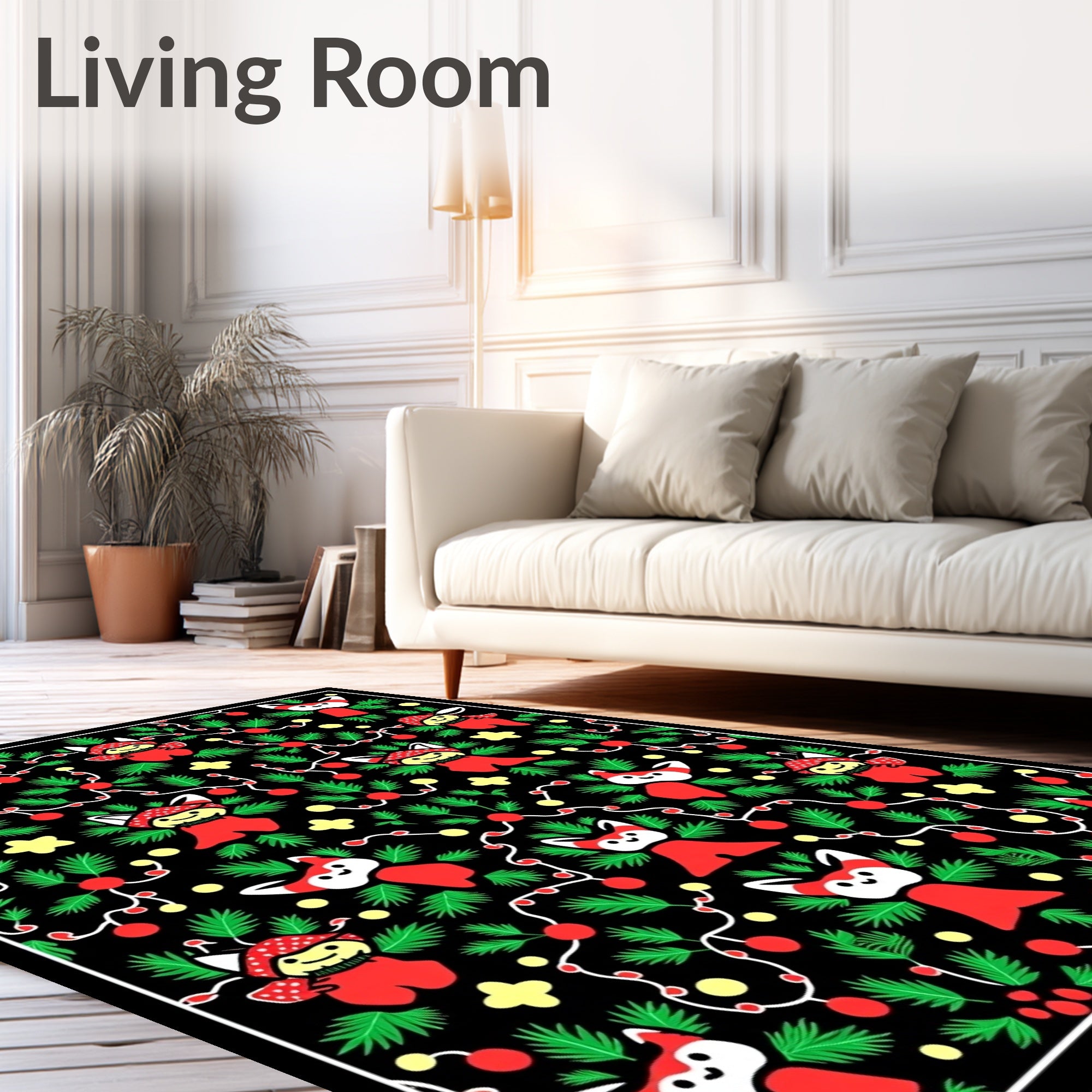 Cute Red Fox Christmas Garland Rug