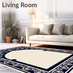 Navy White Floral Arch Rug