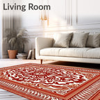 Ornate Red and Cream Ornamental Rug
